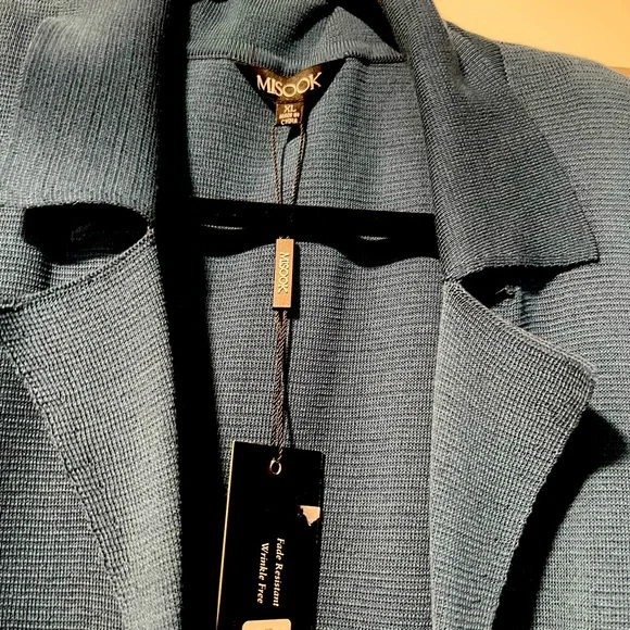 Misook long cardigan. Teal. Beautiful. New. Pockets. Knit. - Picture 2 of 5